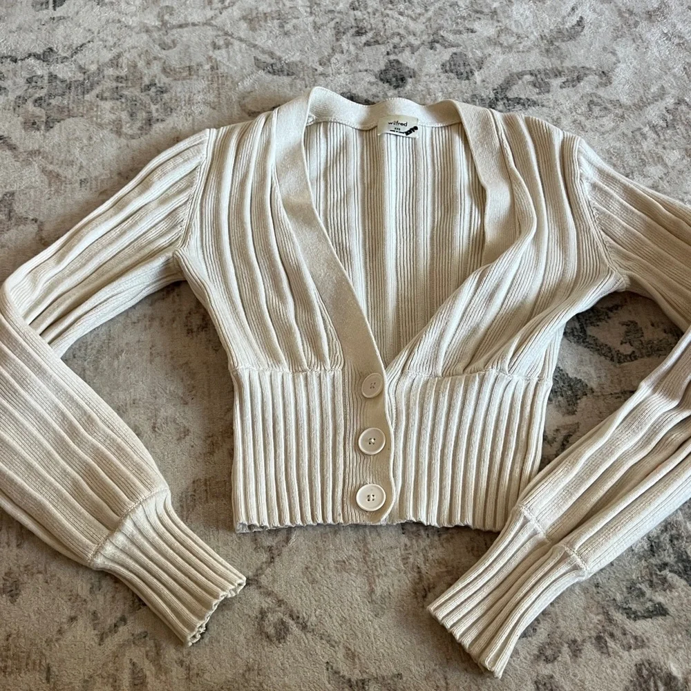 Wilfred Cream Ribbed Cardigan - Picture 3 of 5